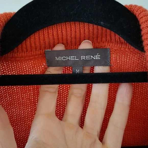 Michel Rene Women's Orange Double-Breasted Wool/Angora-blend Cardigan (Size M) - Picture 3 of 9